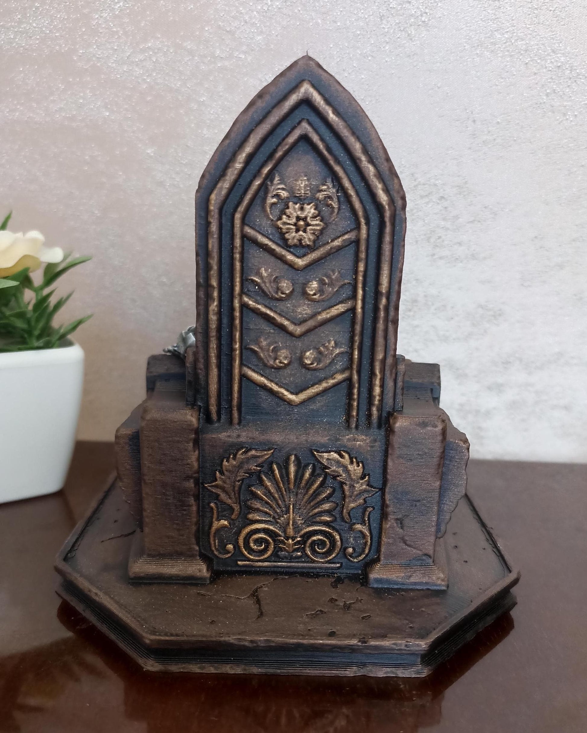 Dr. Doom on Throne Figure, Hand-Painted 3D Printed Resin Statue