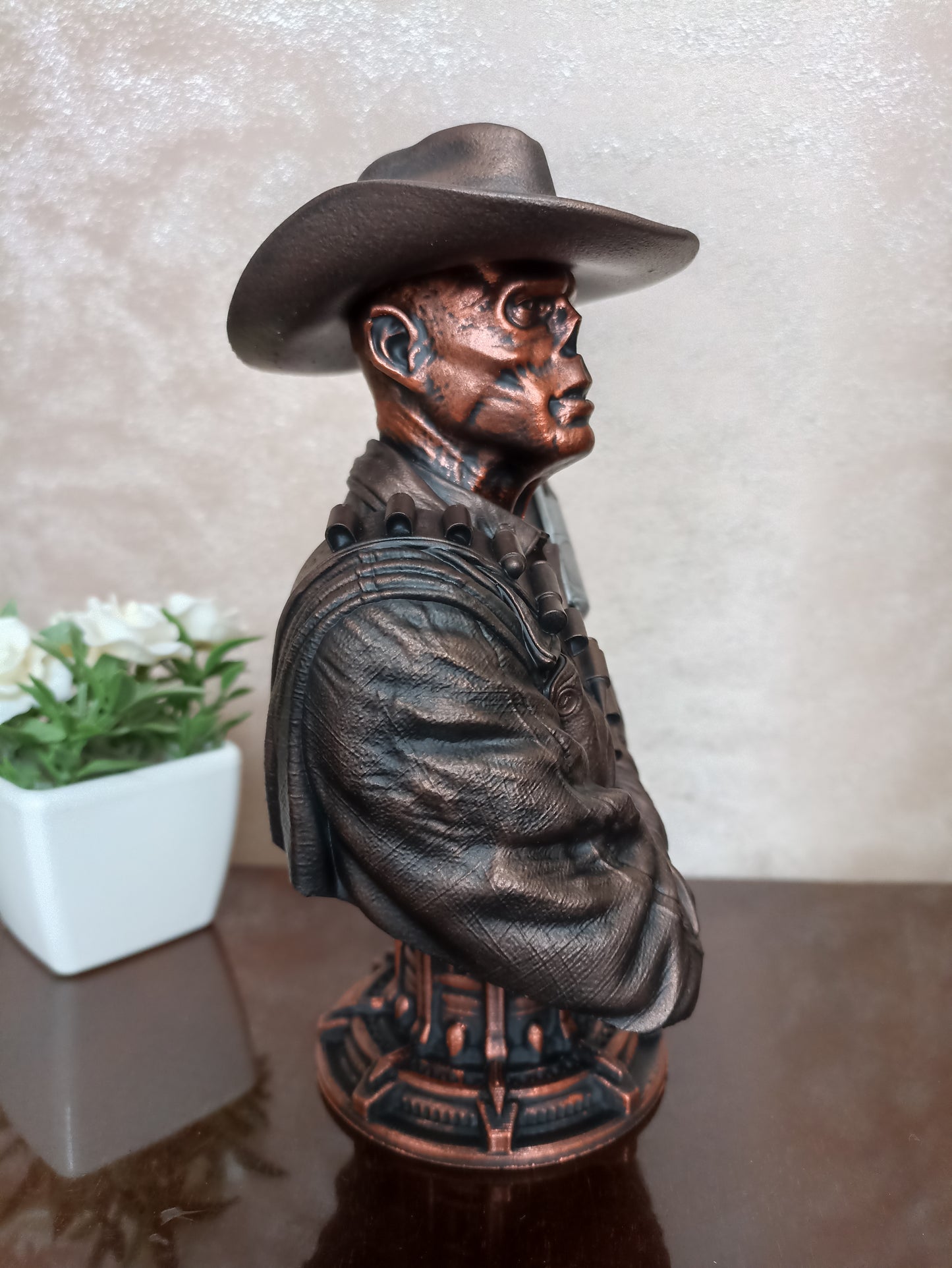 The Ghoul Fallout bust side view, Cooper Howard 3D printed resin statue collectible