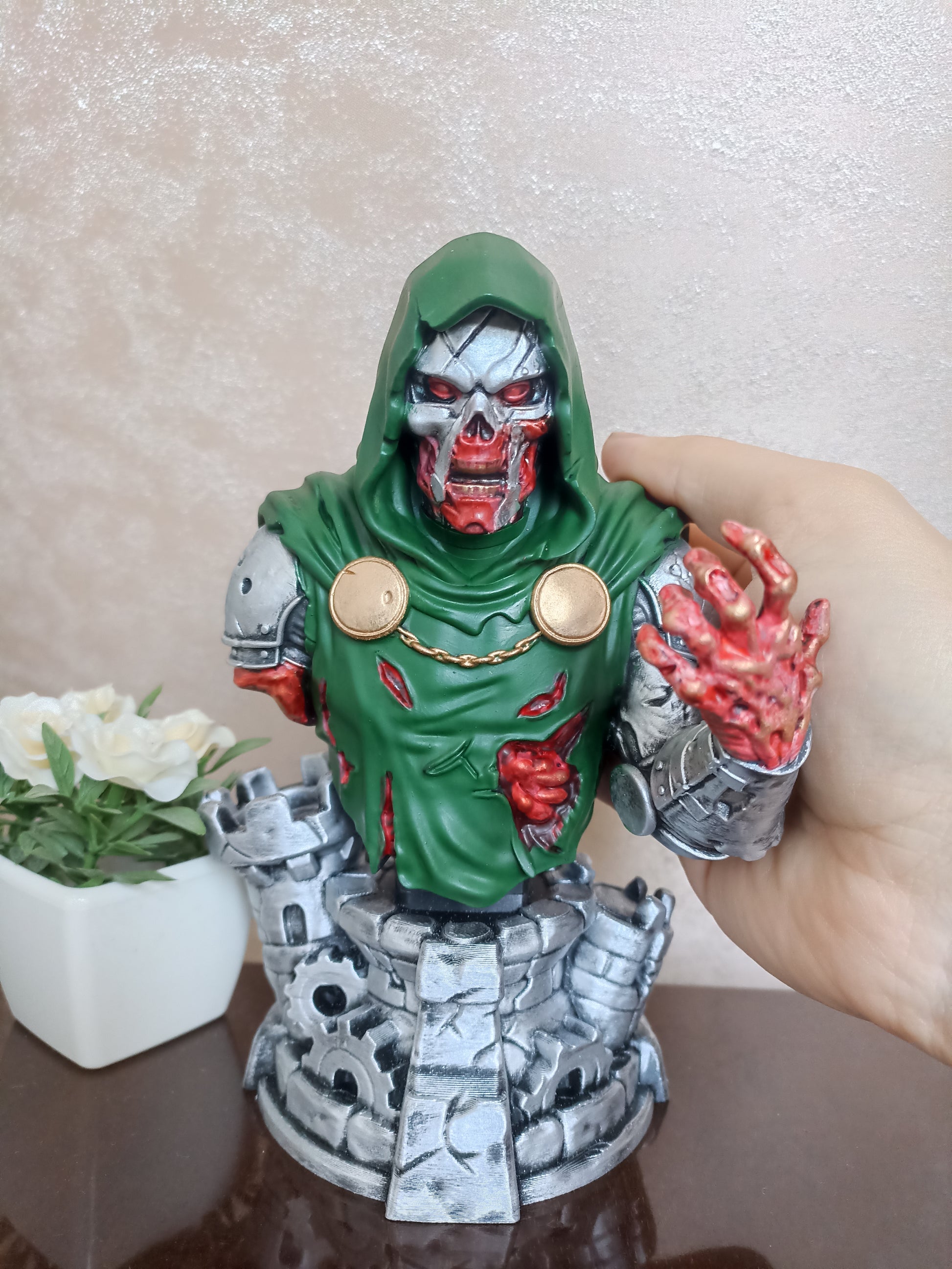 Zombie Dr. Doom STL file, Marvel fan art 3D printable statue model
