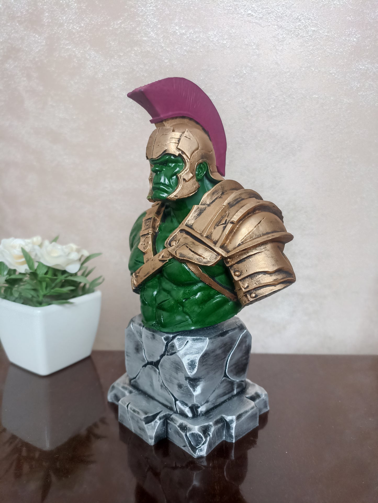 Planet Hulk armor detail close-up, hand-painted Marvel 3D resin figure