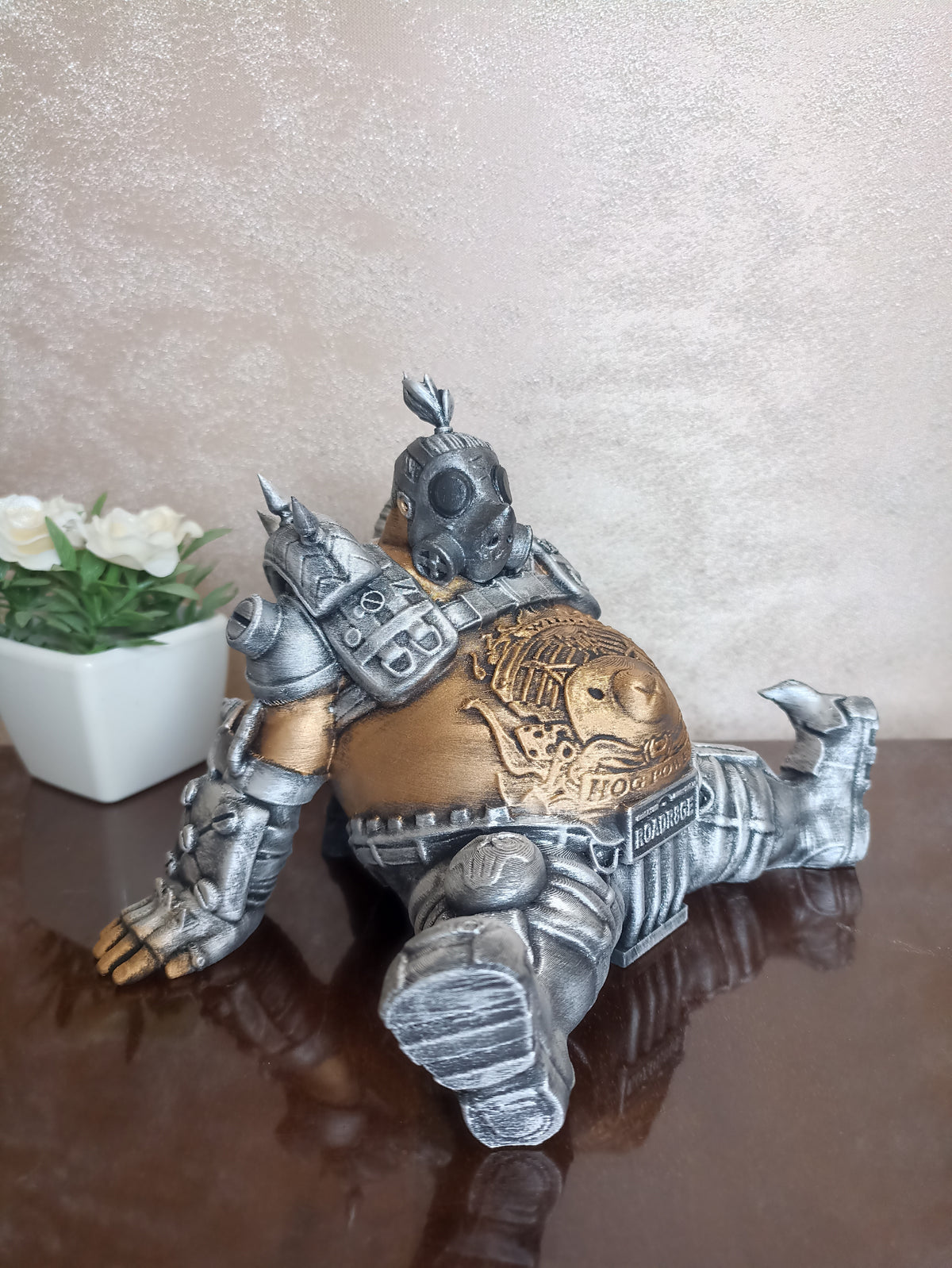 3D Printed Roadhog Figure: Detailed Warrior Display Piece