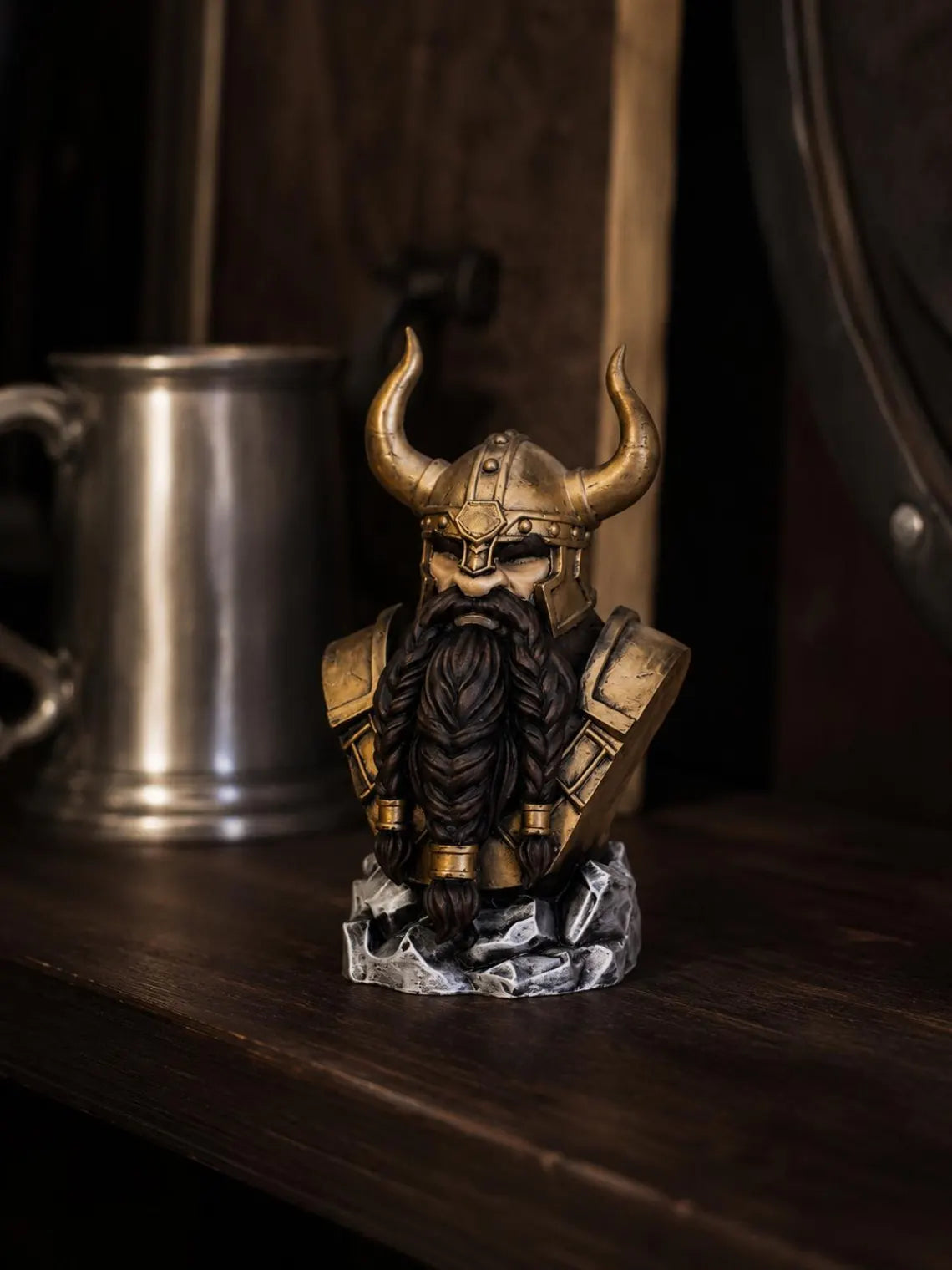 Nordic King Bust, Viking Statue for Norse Mythology Decor