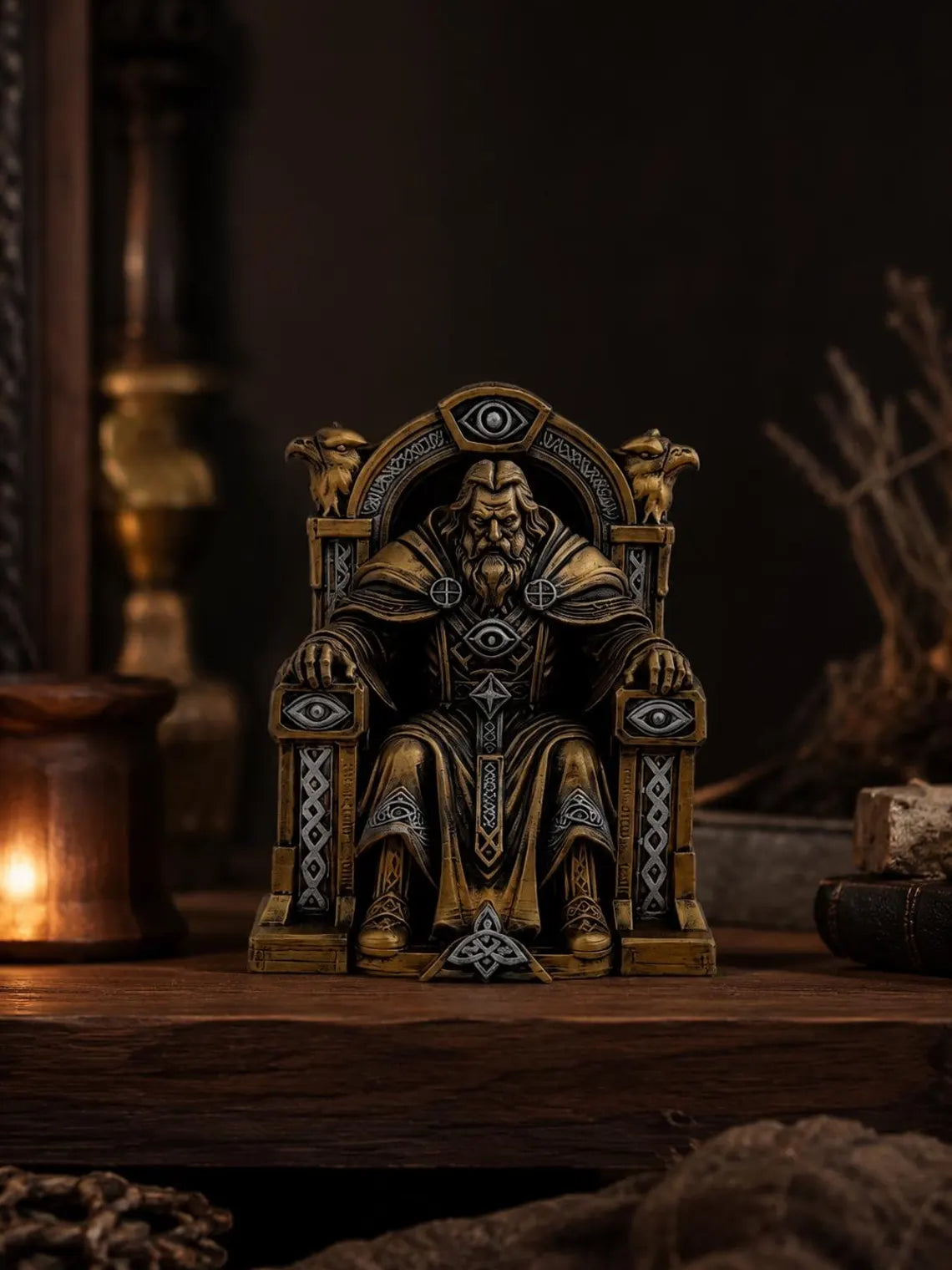 Odin Throne Statue, Norse Mythology Allfather Figurine