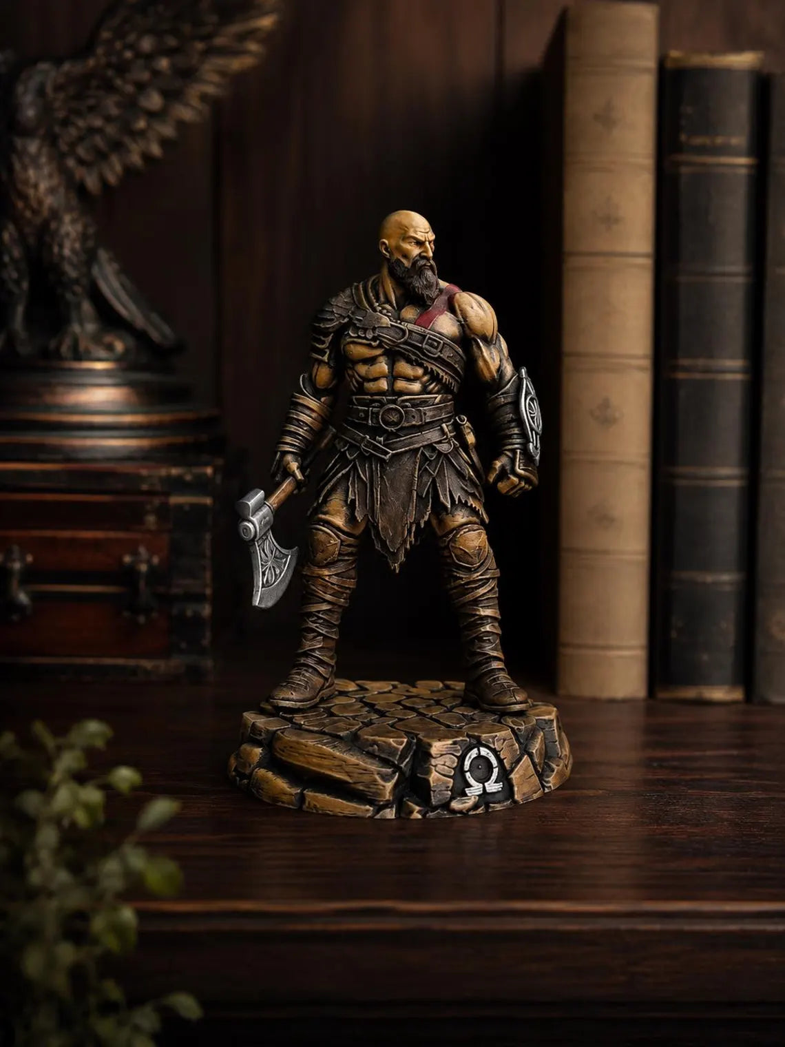 Kratos Figure God of War Statue, Spartan Warrior Gaming Decor