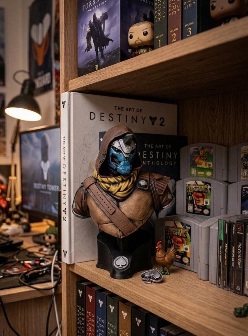 Cayde-6 detail close-up, hand-painted Destiny 2 Exo resin fan art figure