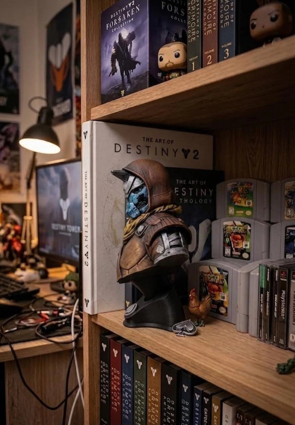 Cayde-6 bust 3D printed, Destiny 2 fan art hand-painted collectible figure