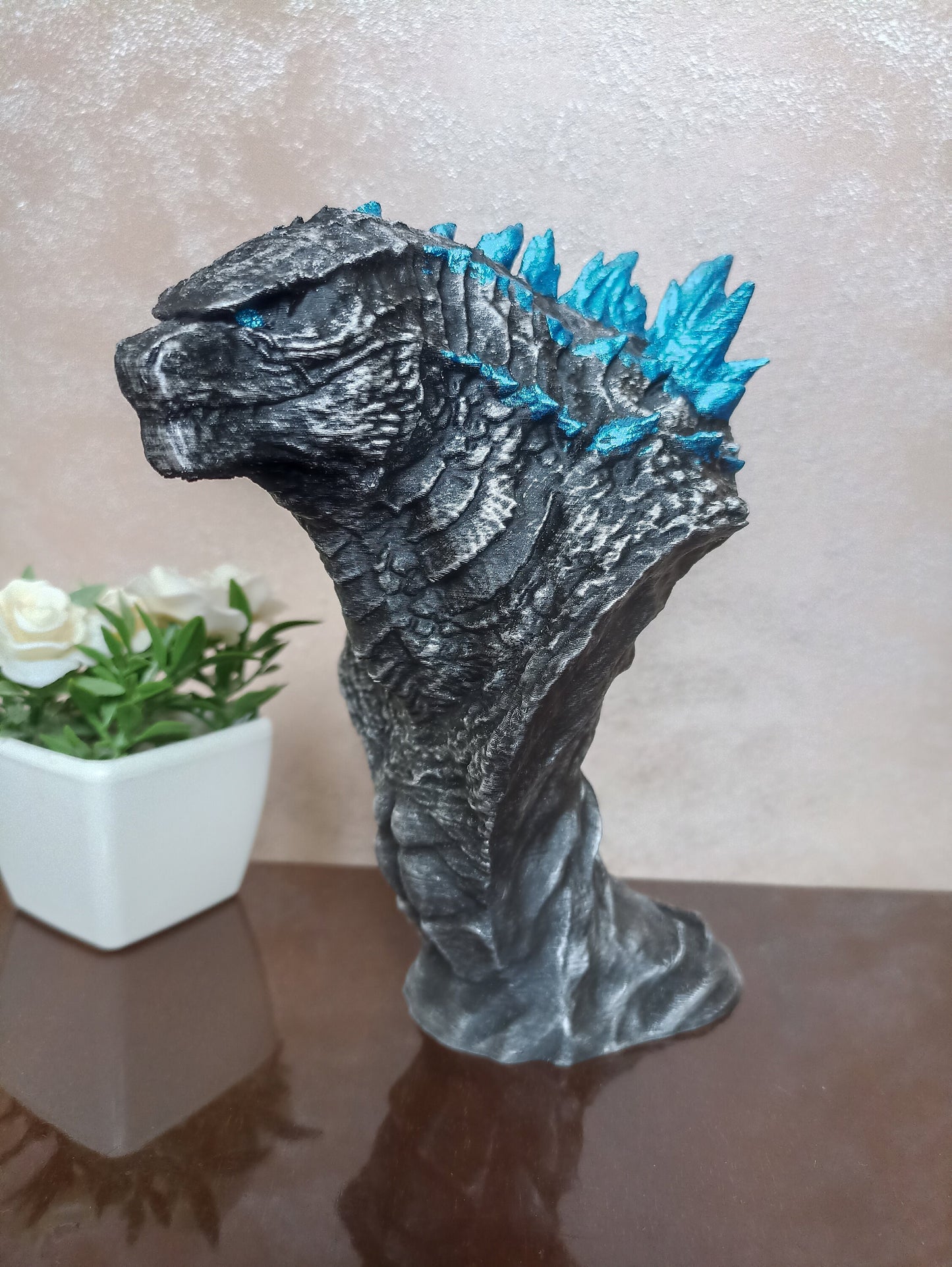 Godzilla bust side view