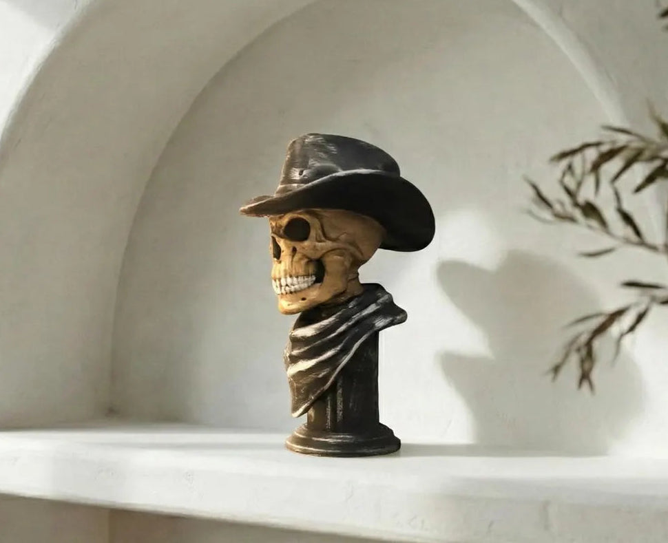 Phantom Outlaw, Skeleton Cowboy Bust, Western Decor