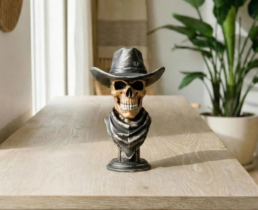 Phantom Outlaw, Skeleton Cowboy Bust, Western Decor