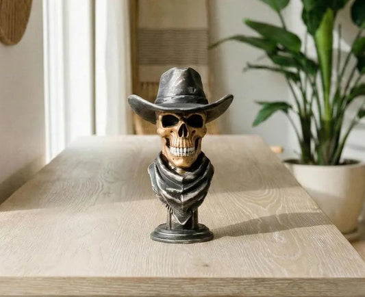 Phantom Outlaw, Skeleton Cowboy Bust, Western Decor