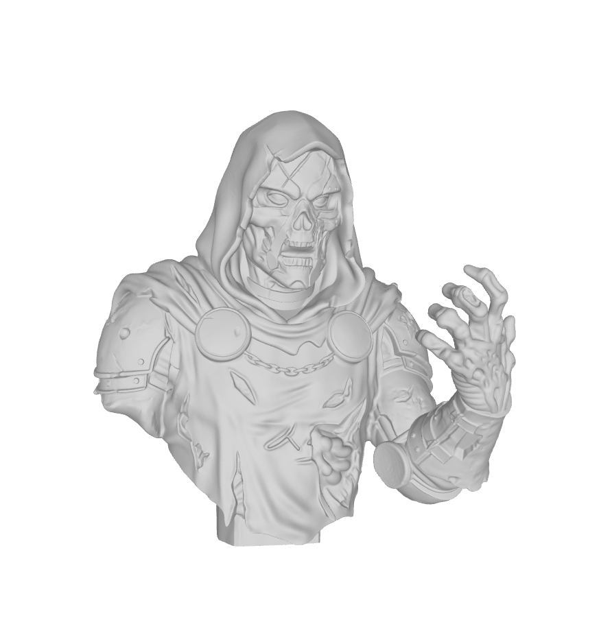 Dr. Doom zombie bust detail, Marvel horror fan art printable figure