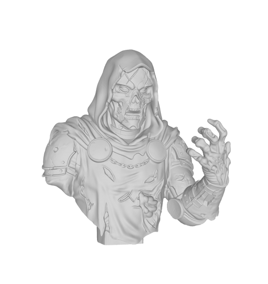 Dr. Doom zombie bust detail, Marvel horror fan art printable figure