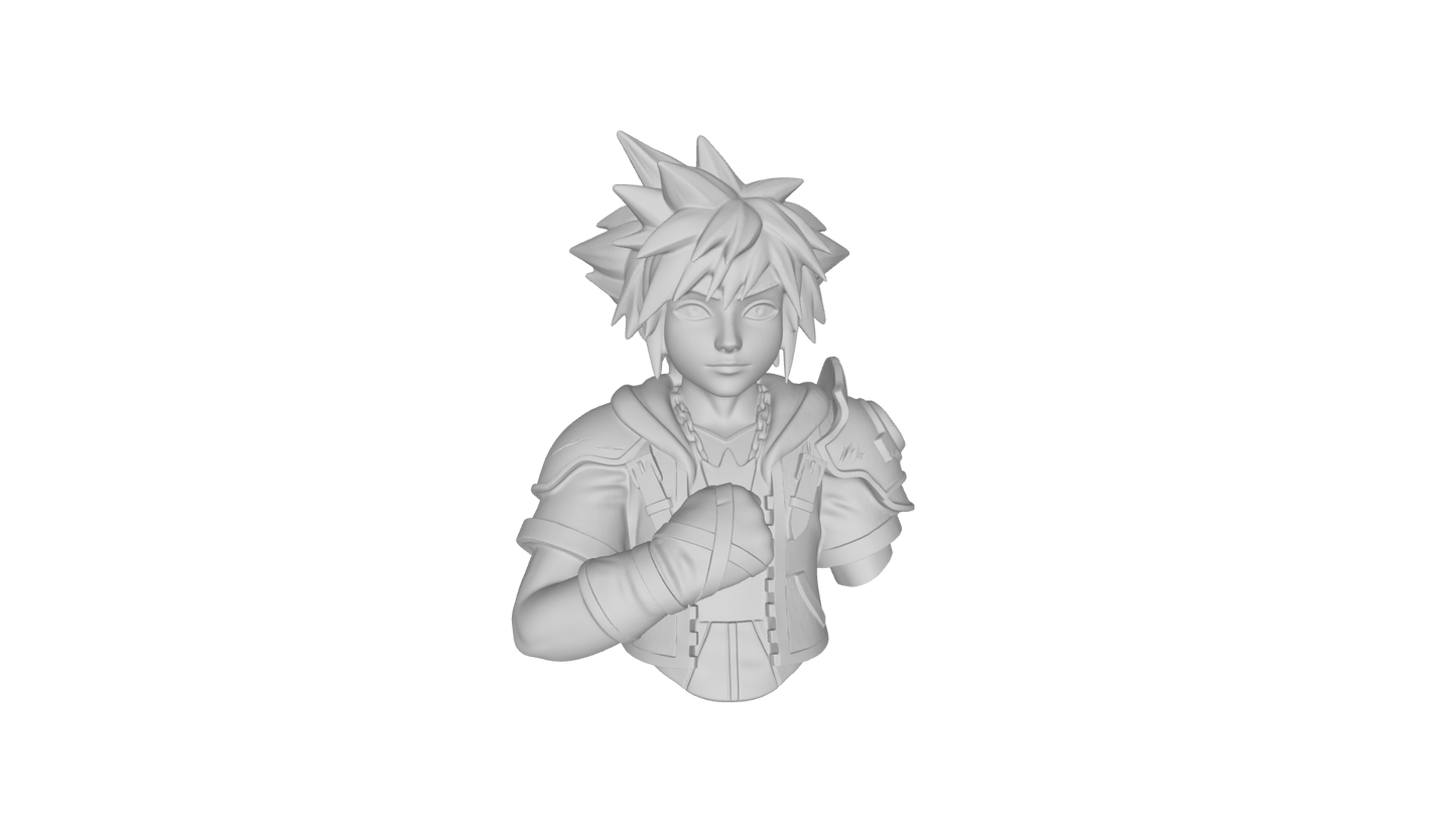 Kingdom Hearts Sora 3D model detail, high resolution printable collectible