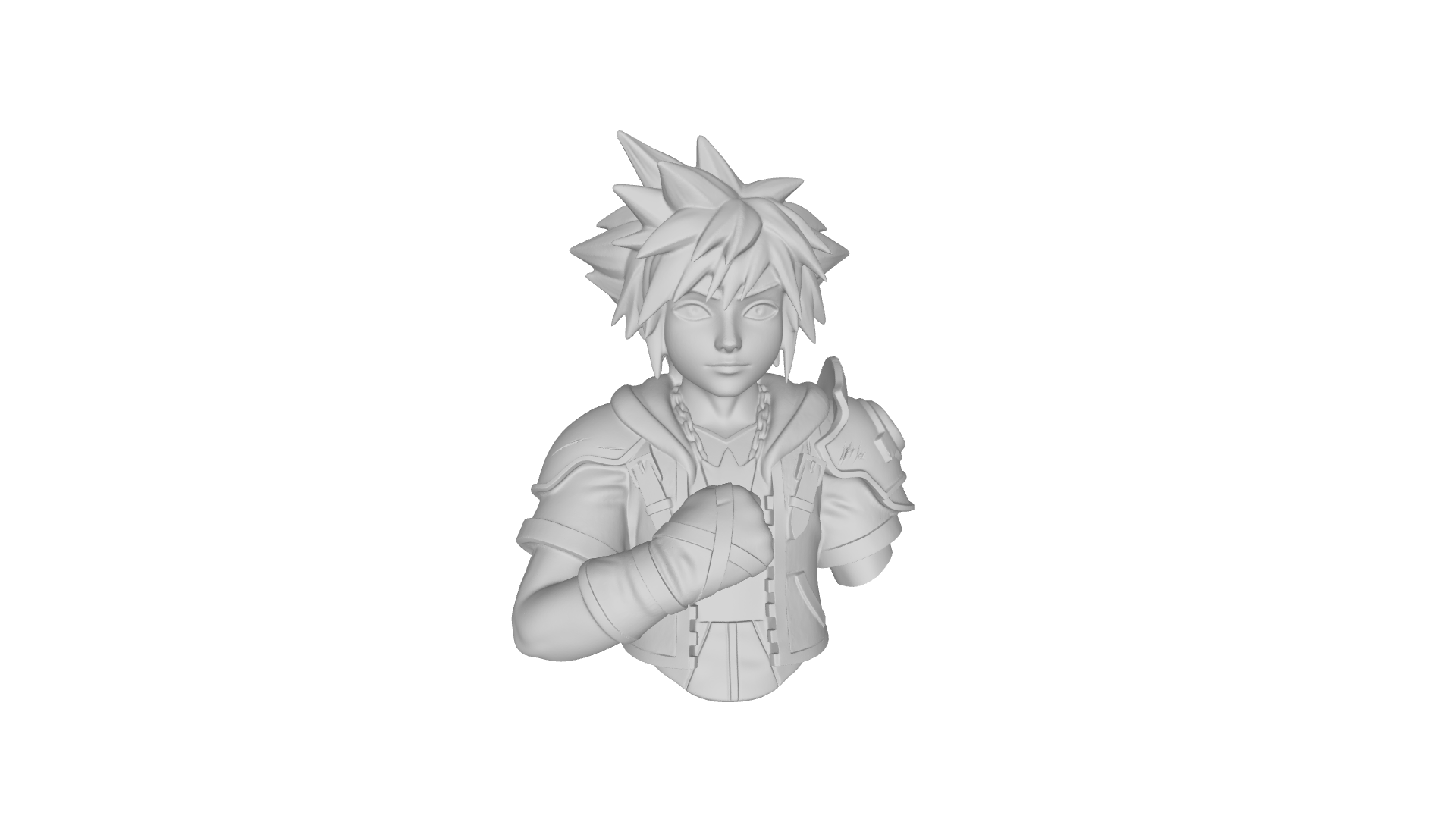 Kingdom Hearts Sora 3D model detail, high resolution printable collectible